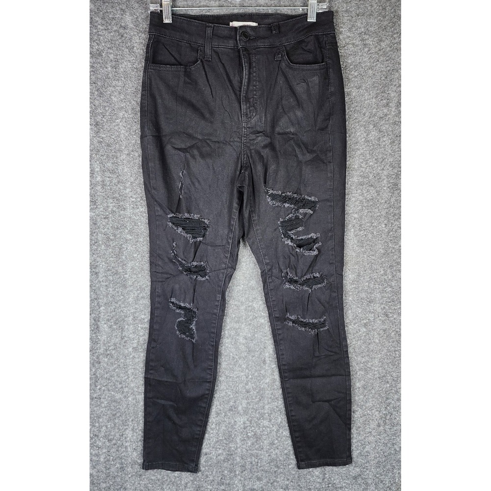 SO Curvy Jegging Womens 11 Super High Rise Black Distressed EUC
